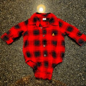 Baby Gap flannel button up onesie, size 3-6months